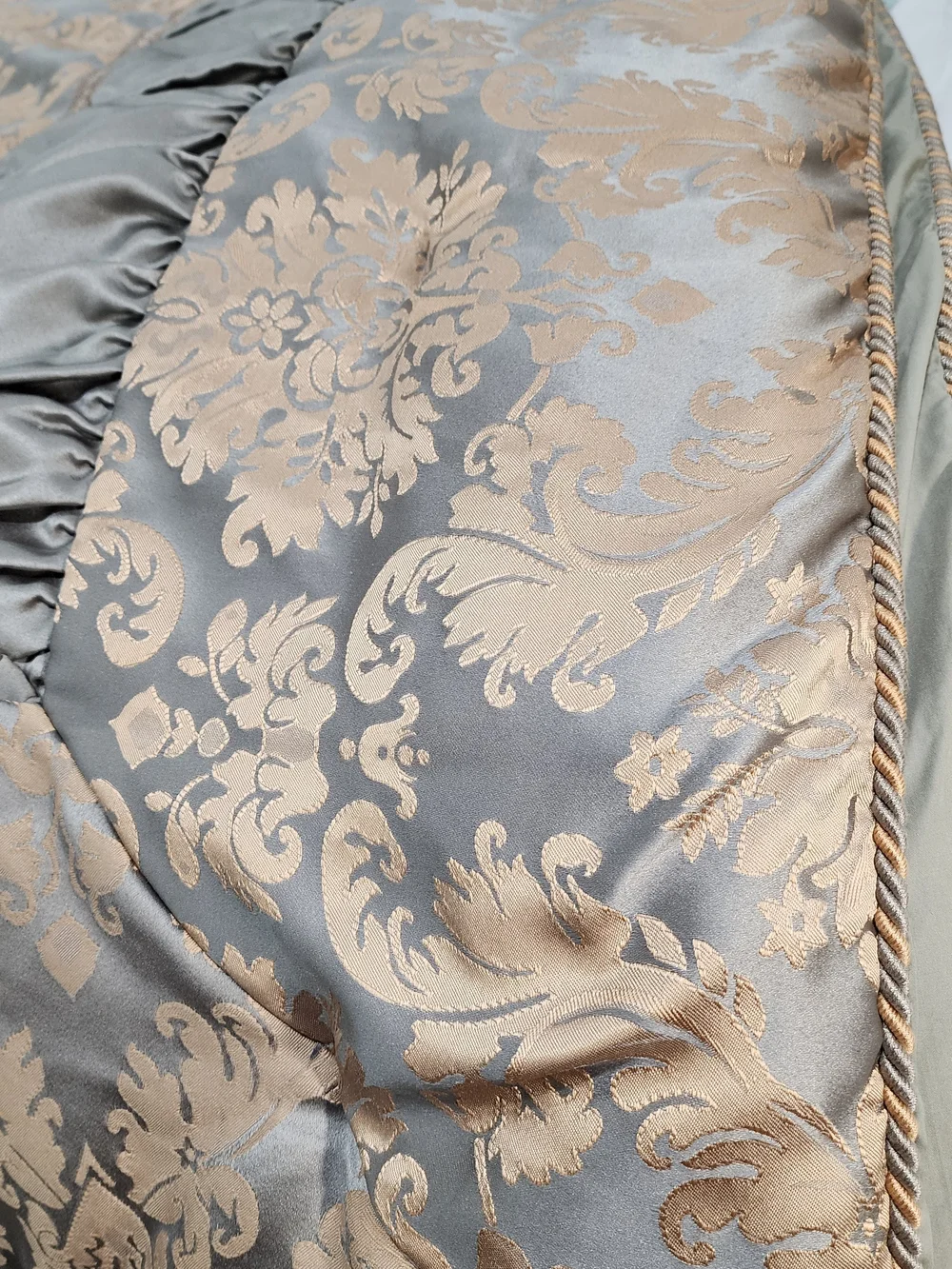Croscill Blue and Gold Damask Comforter with Decorative Pillows